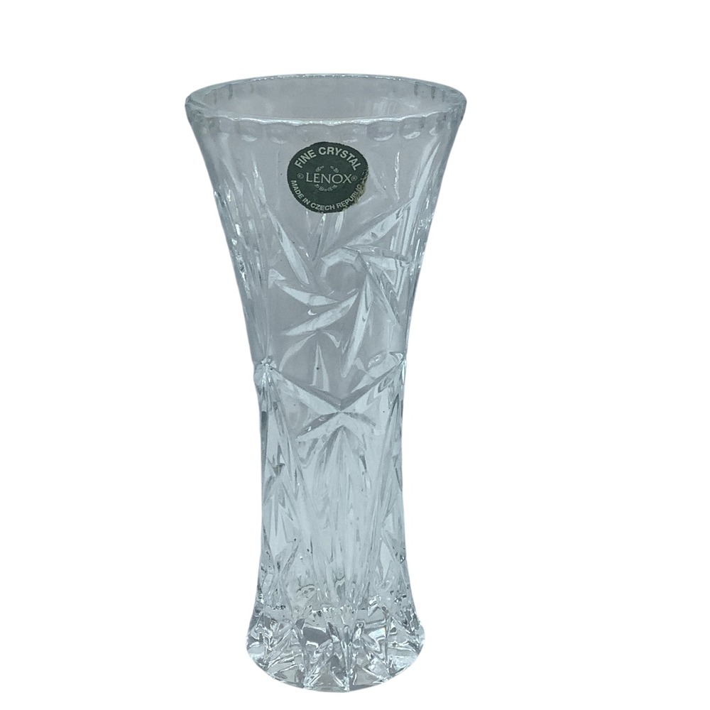 Vintage Lenox Fine Crystal Bud Vase 6" Pinwheel Starburst Cut Czech Republic